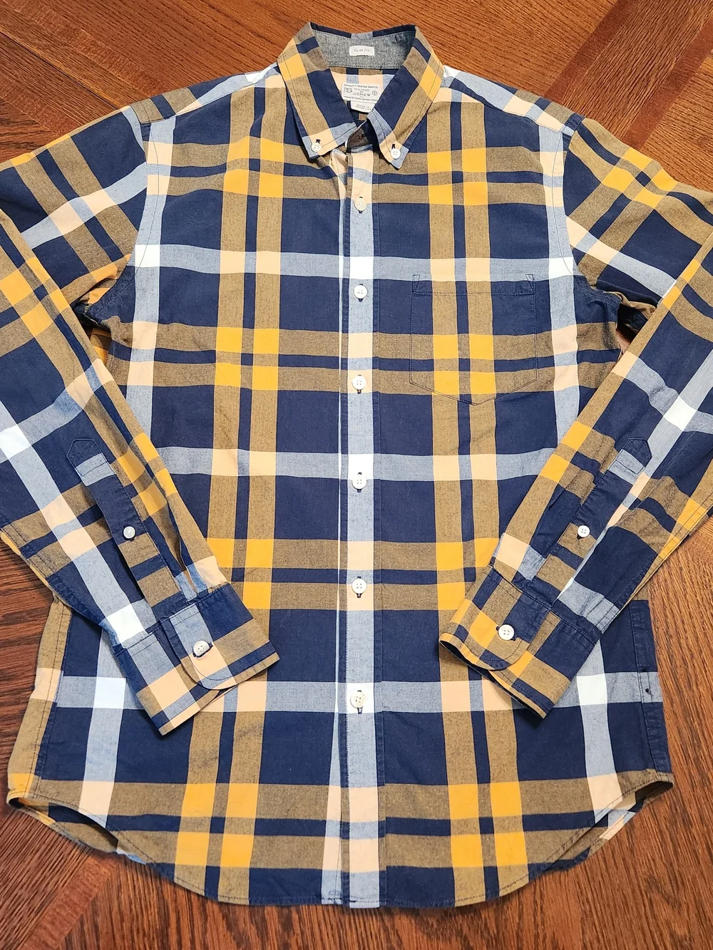 J. Crew VTG Men's Size S Plaid Check Cotton Slim-Fit Long-Sleeve Shirt Heritage